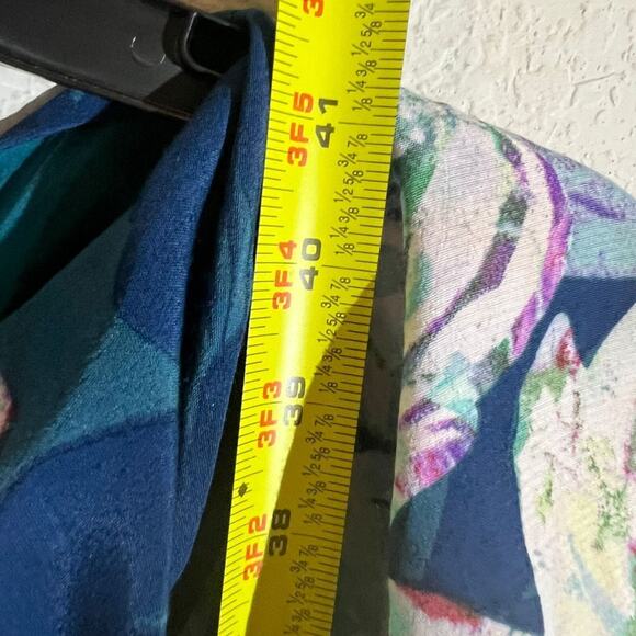 Anthropologie Maeve boho Elia Open Shoulder Floral Lined Dress Sz 2 Turquoise - Picture 6 of 6